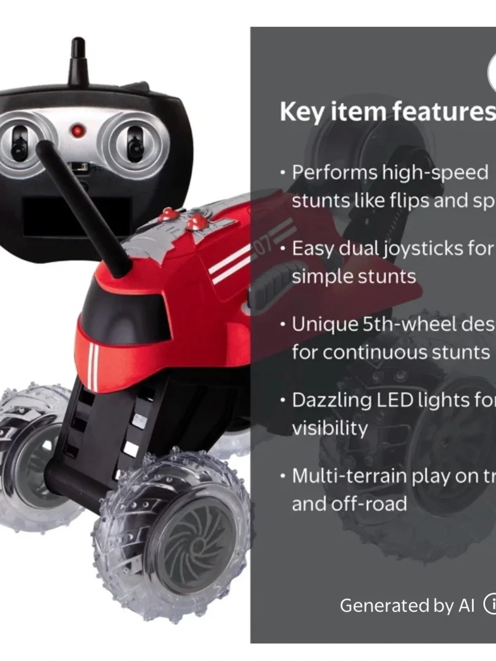 Red Remote Control Stunt Monster Truck for Kids